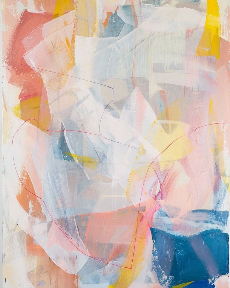 Non-Representational: Pale layers with a red loop