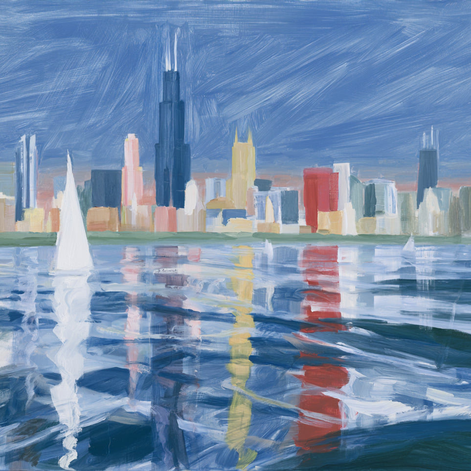 Sailboats before the skyline