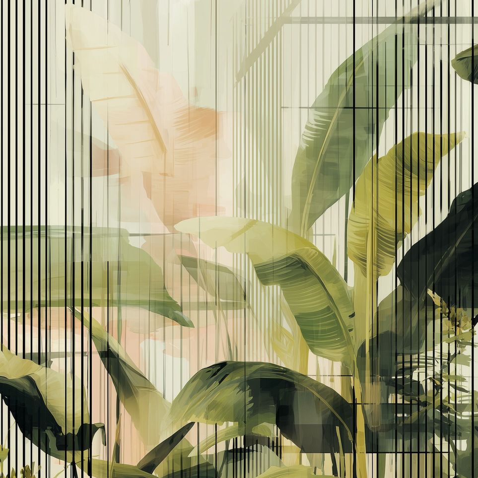Green leaves in peach light
