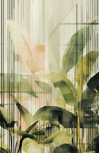 Green leaves in peach light