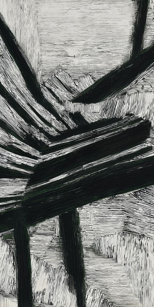 Black cuts through white grain