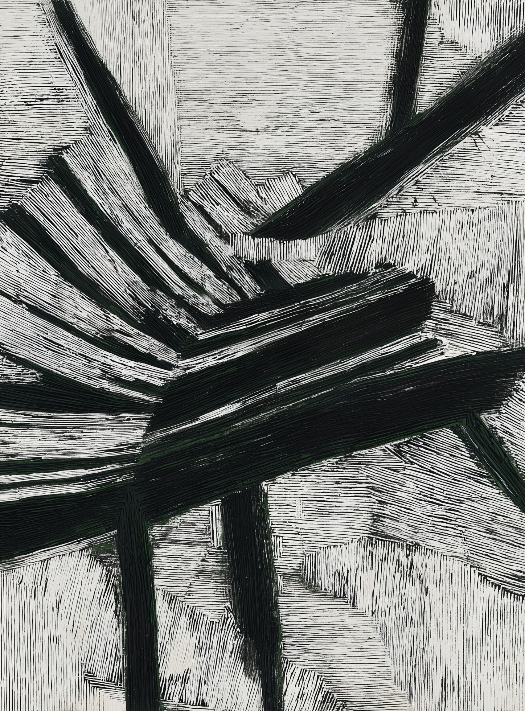 Black cuts through white grain