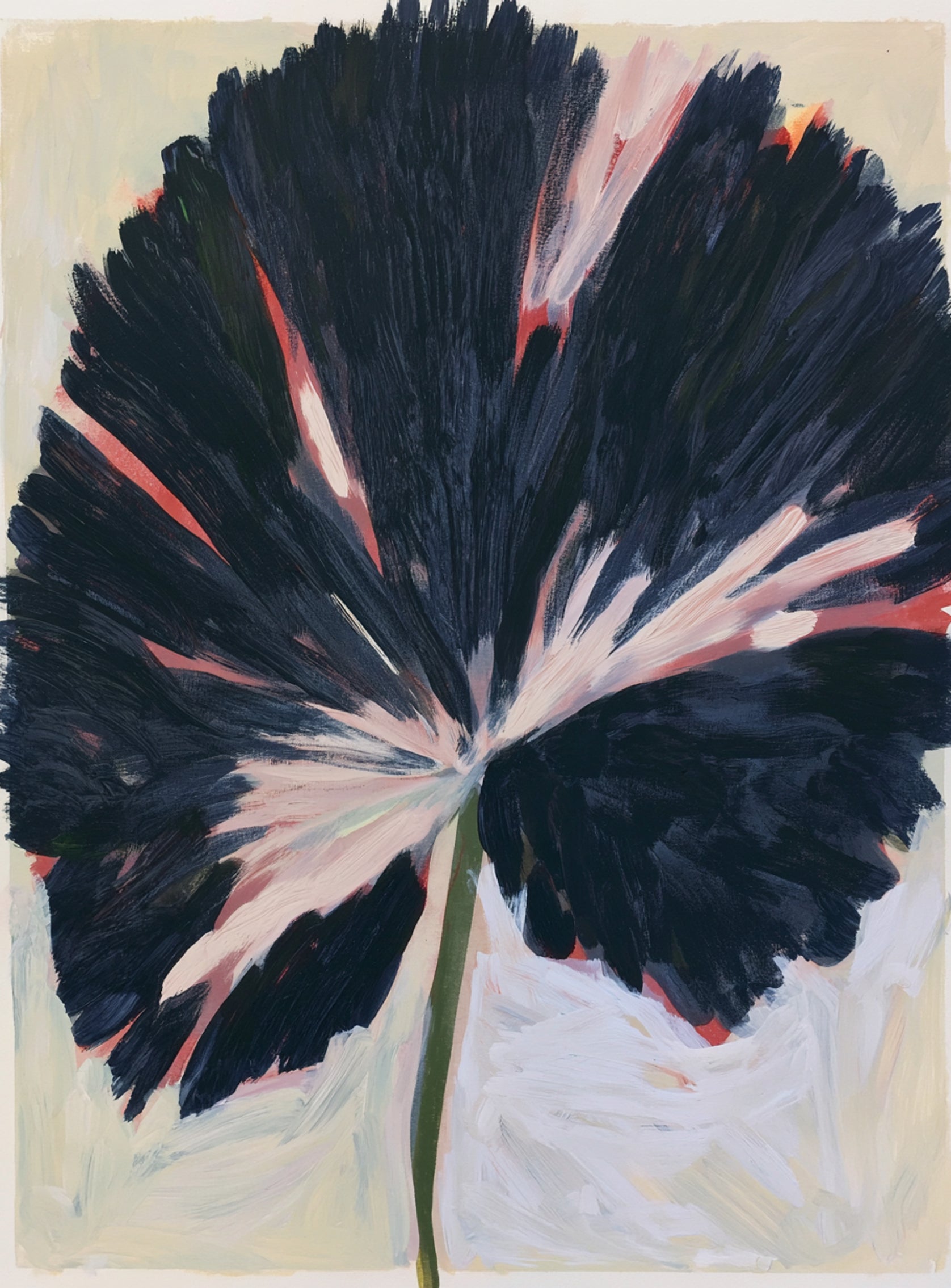 Dark petals across pale ground