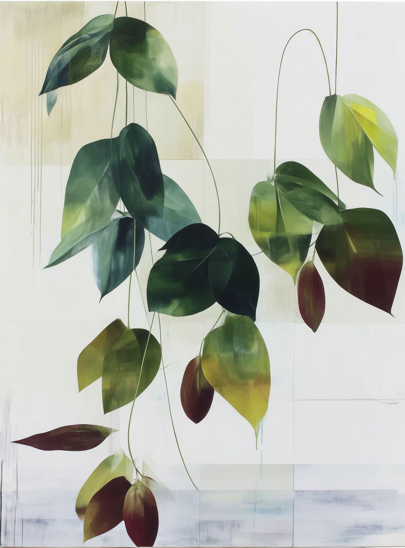 Leaves suspended in quiet air
