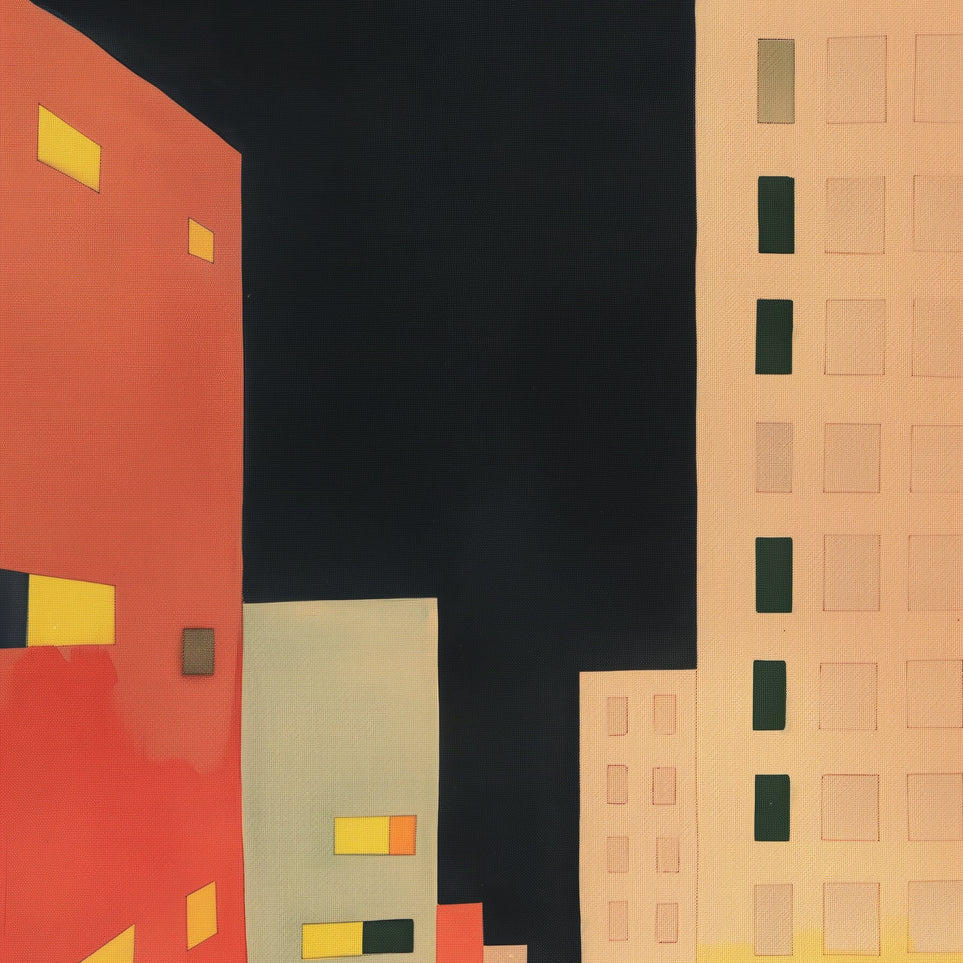 Lit windows in black sky