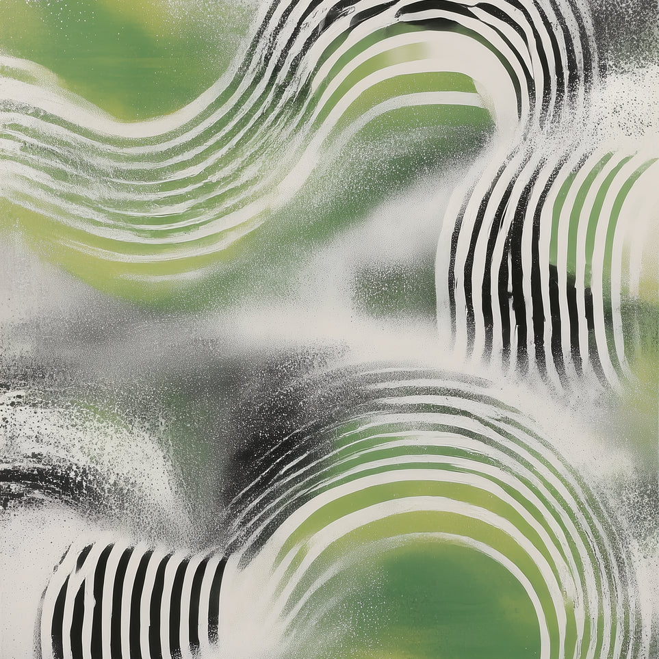 Sprayed green under stripes
