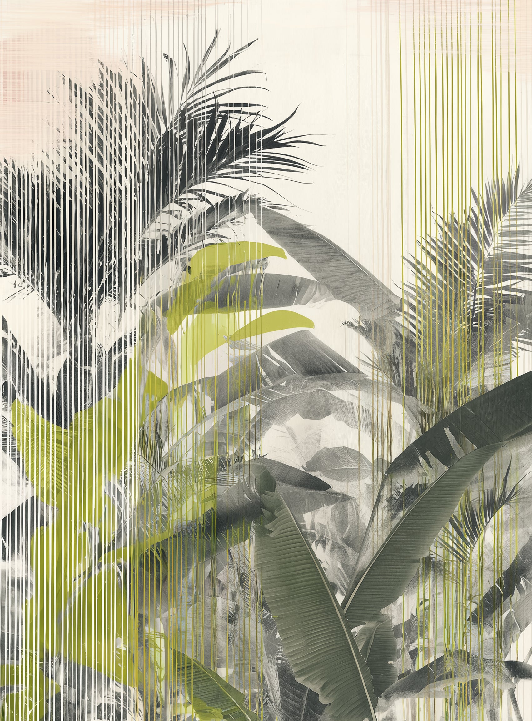 Chartreuse rain through palms