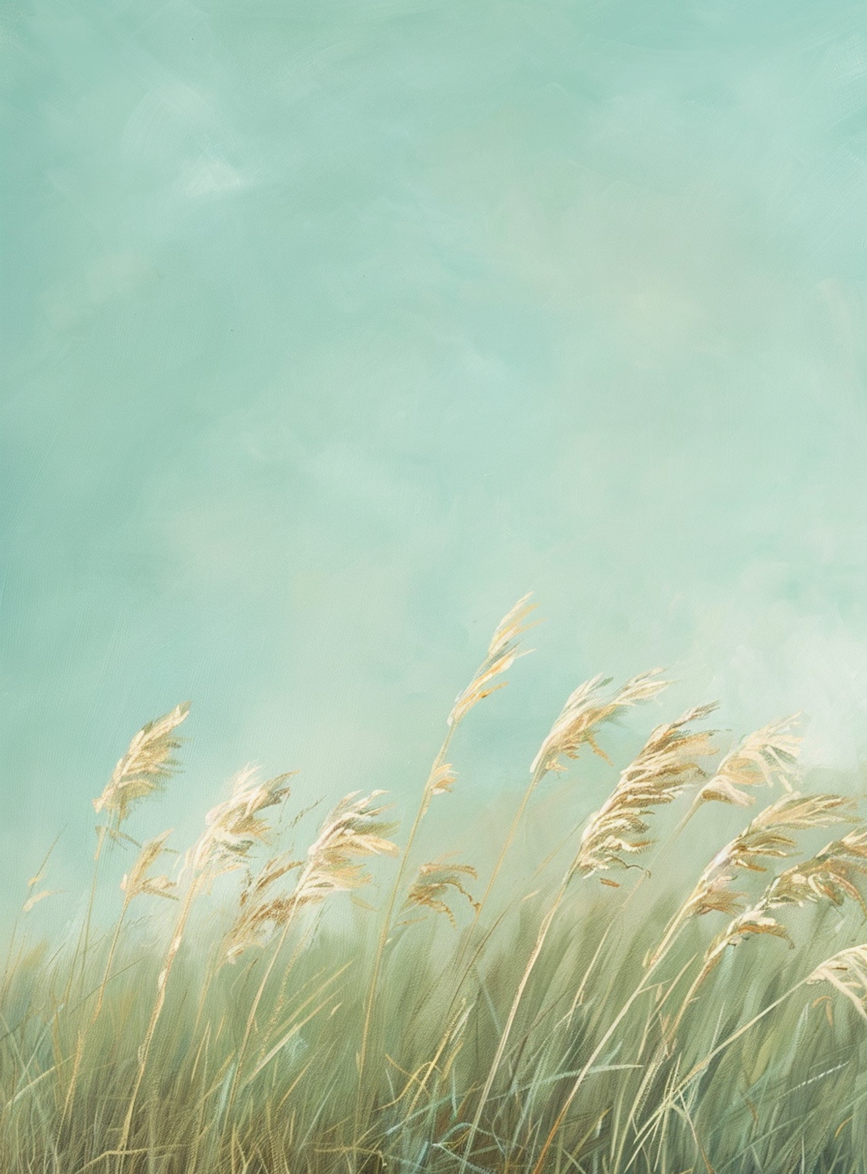 Turquoise sky over pale grass