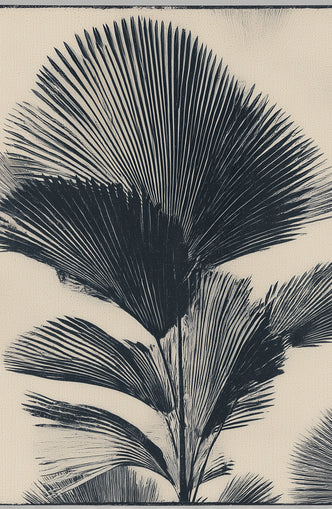 Palm fronds in black ink