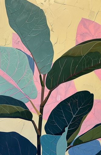 Leaves leaning into pink light