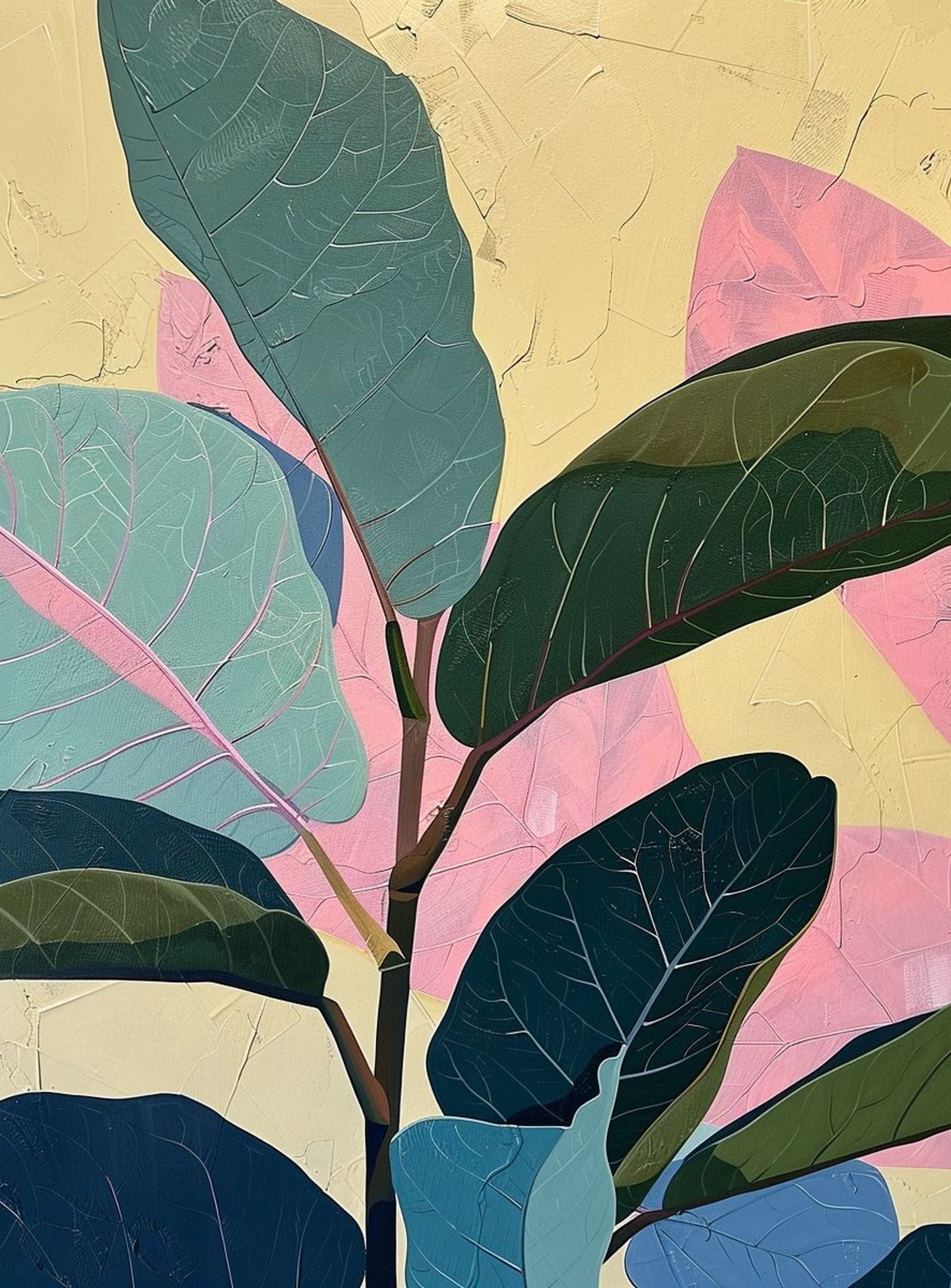 Leaves leaning into pink light