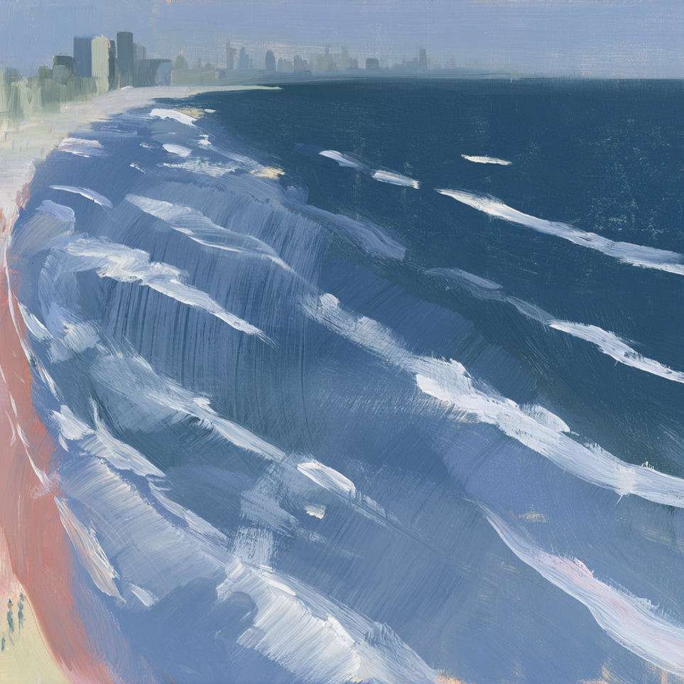 White surf on blue water
