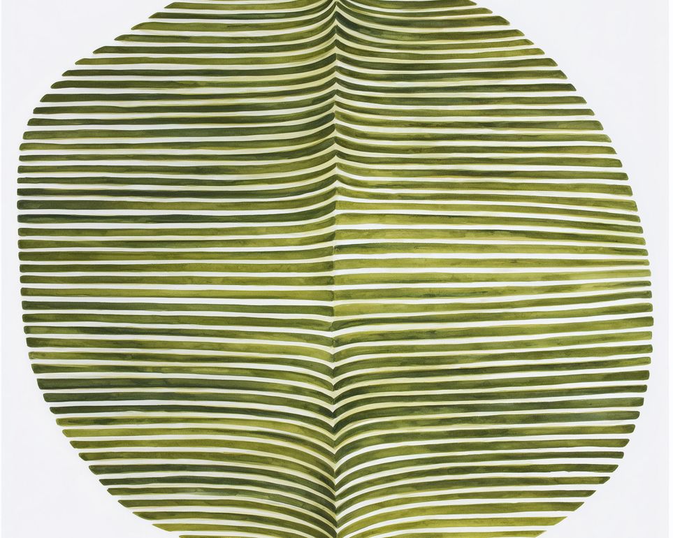 Dark green stripes crease inward