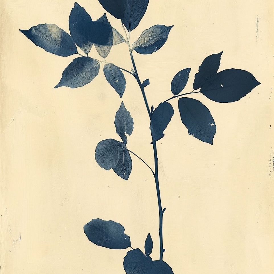 Blue leaves on cream air
