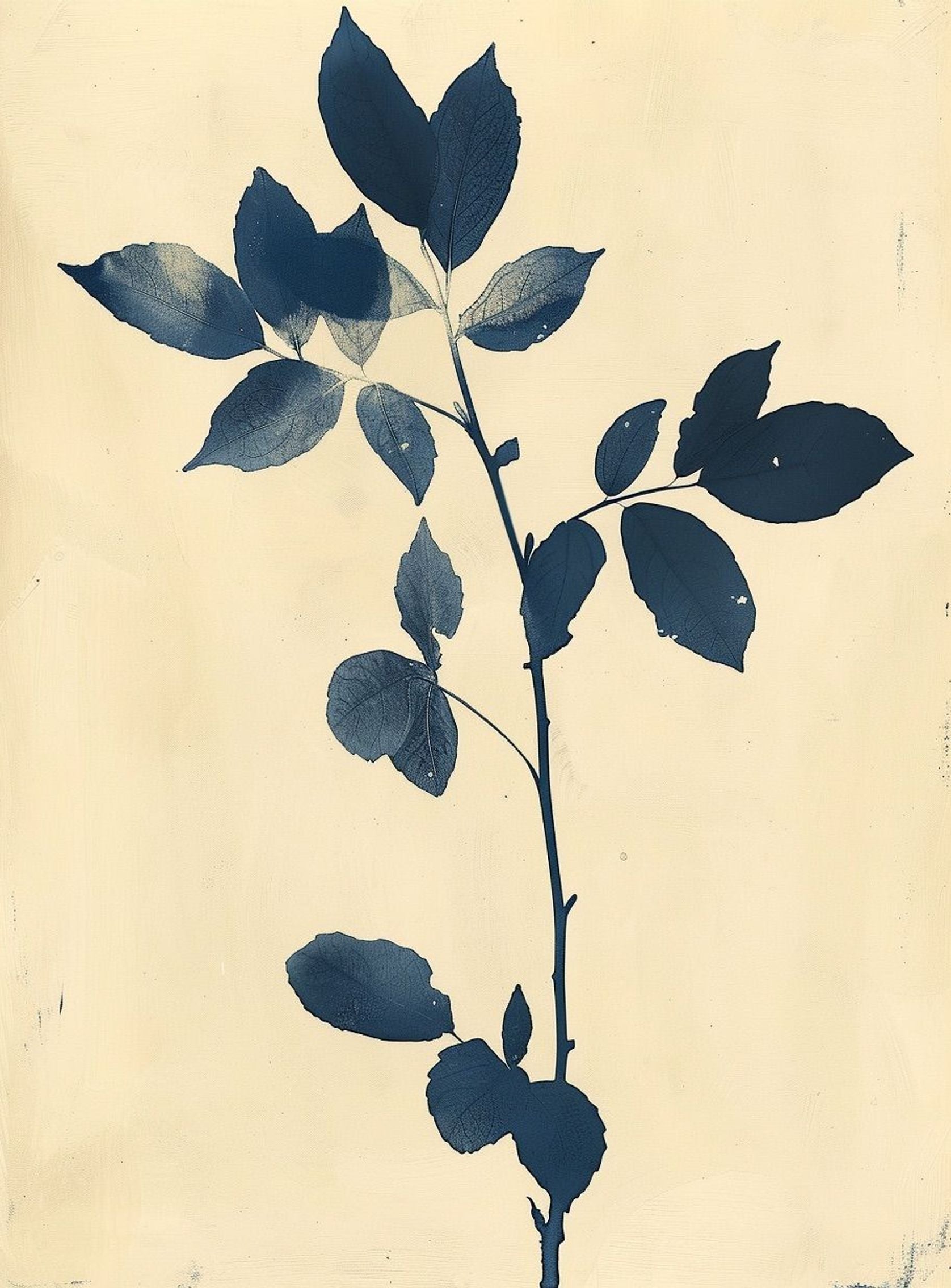 Blue leaves on cream air