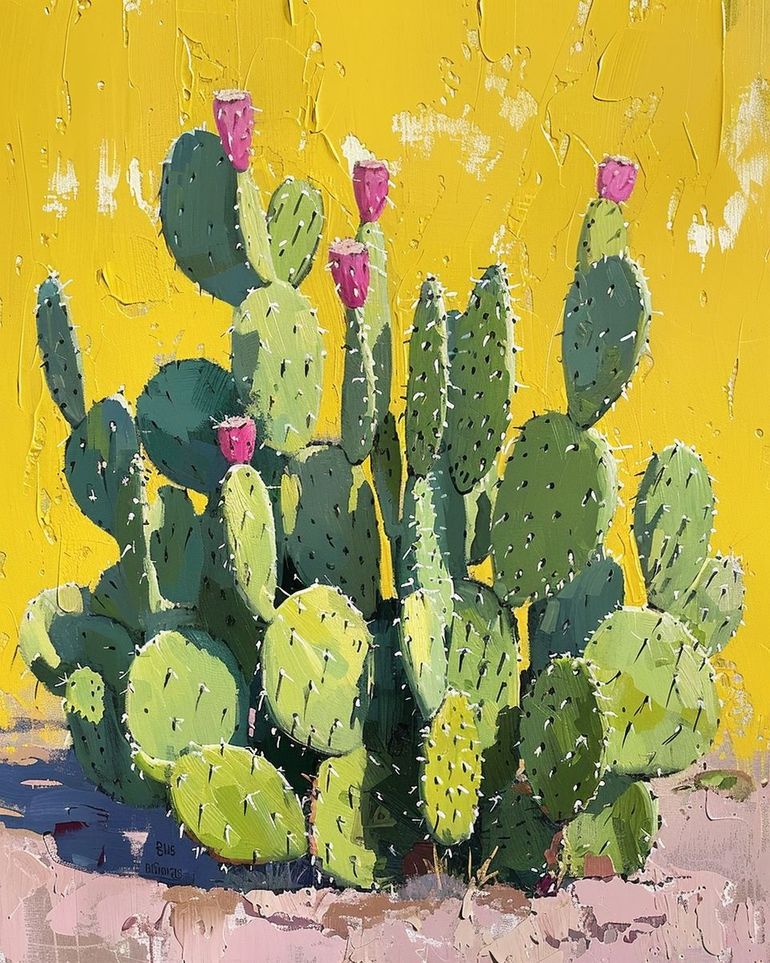 Pink blooms in yellow heat