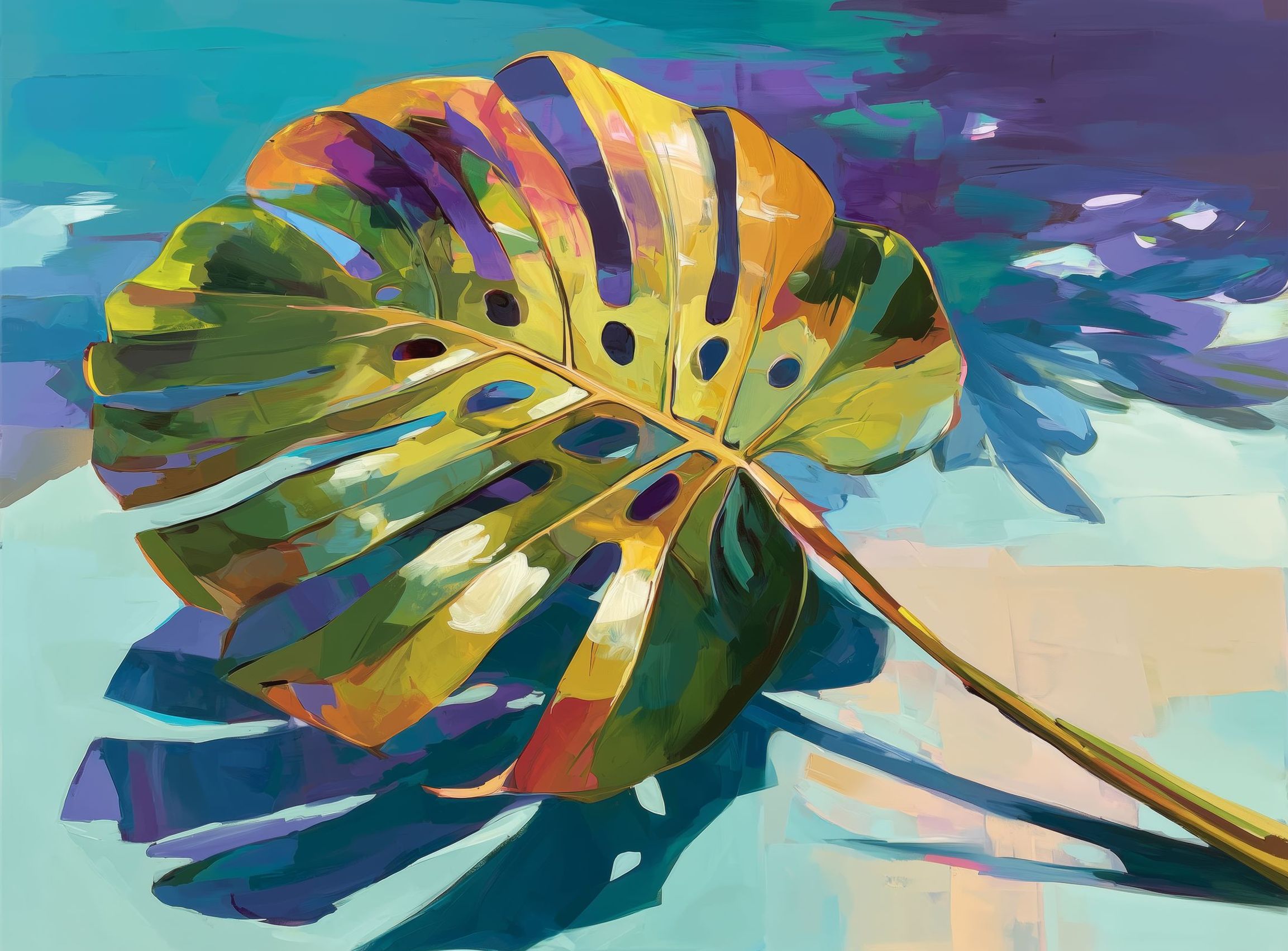 Palm Leaves in Layered Paint