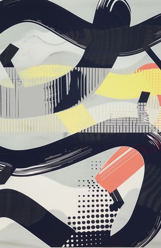 Black loops over yellow blocks