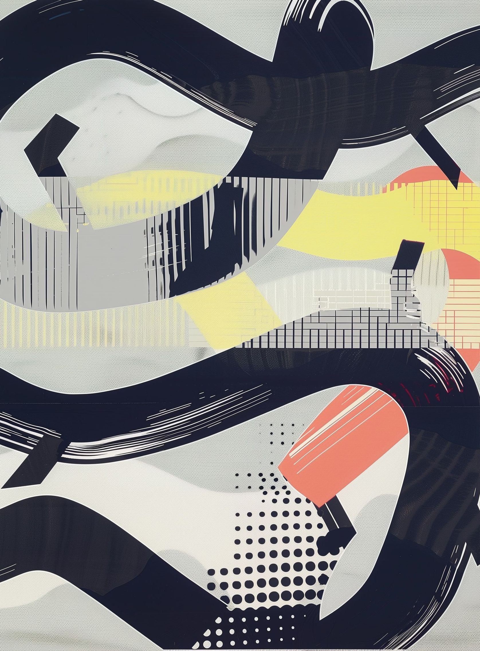 Black loops over yellow blocks
