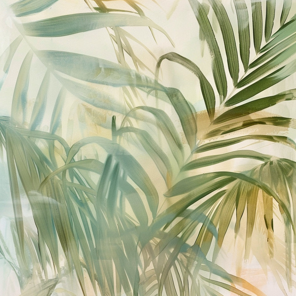 Palm leaves in pale wash