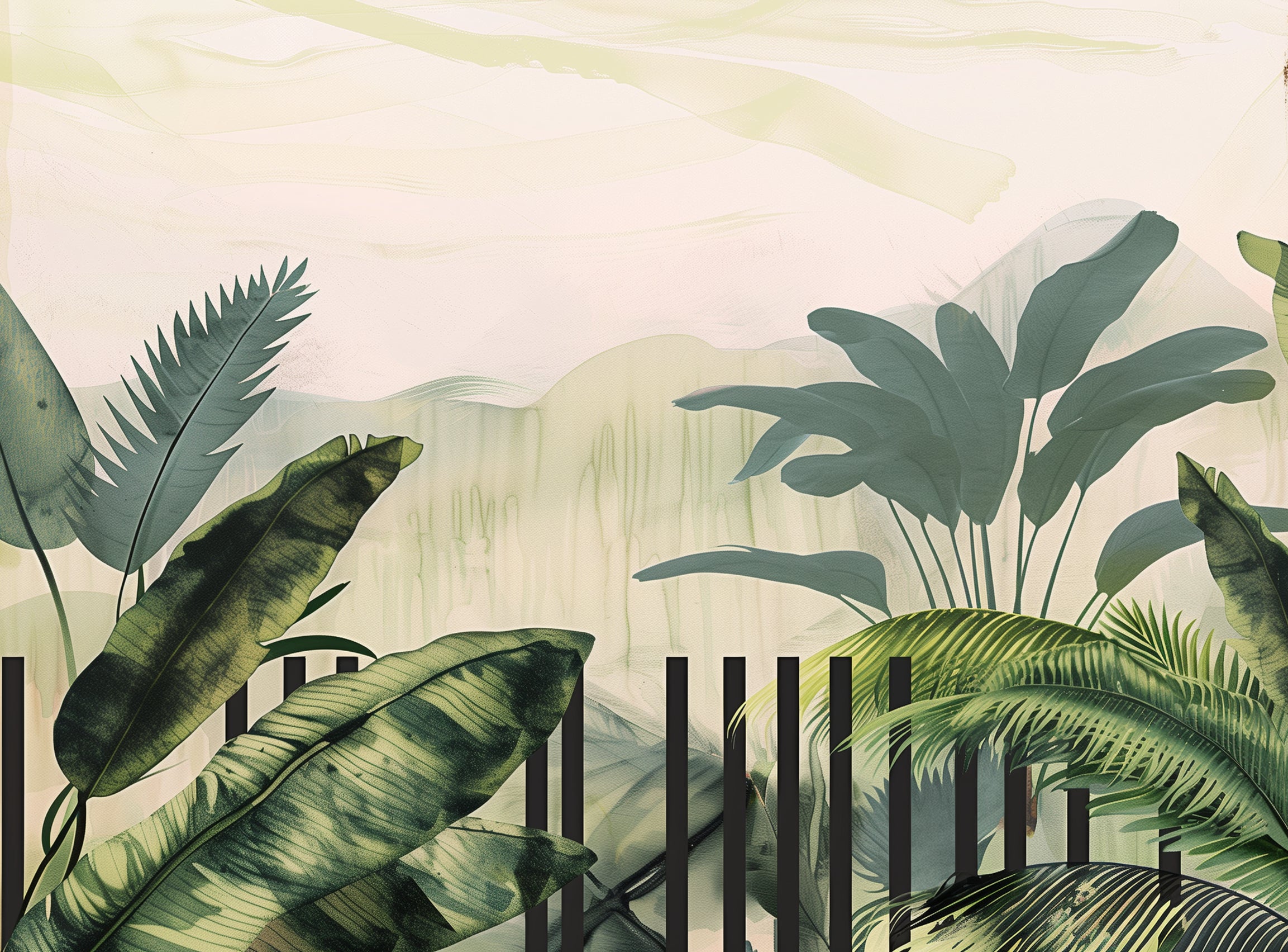 Black posts in the palms