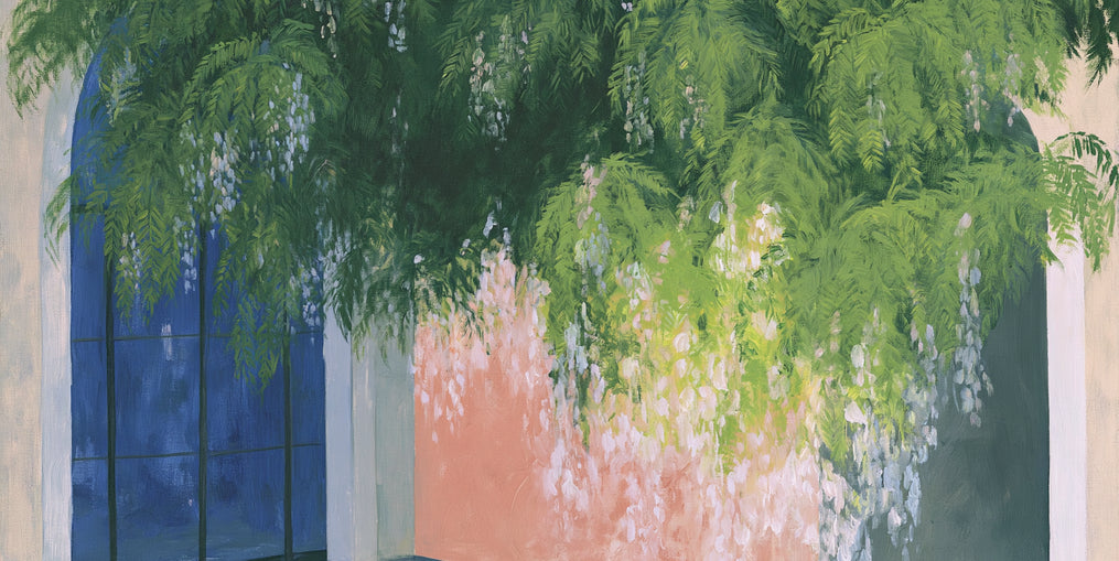 Blossoms over the blue door