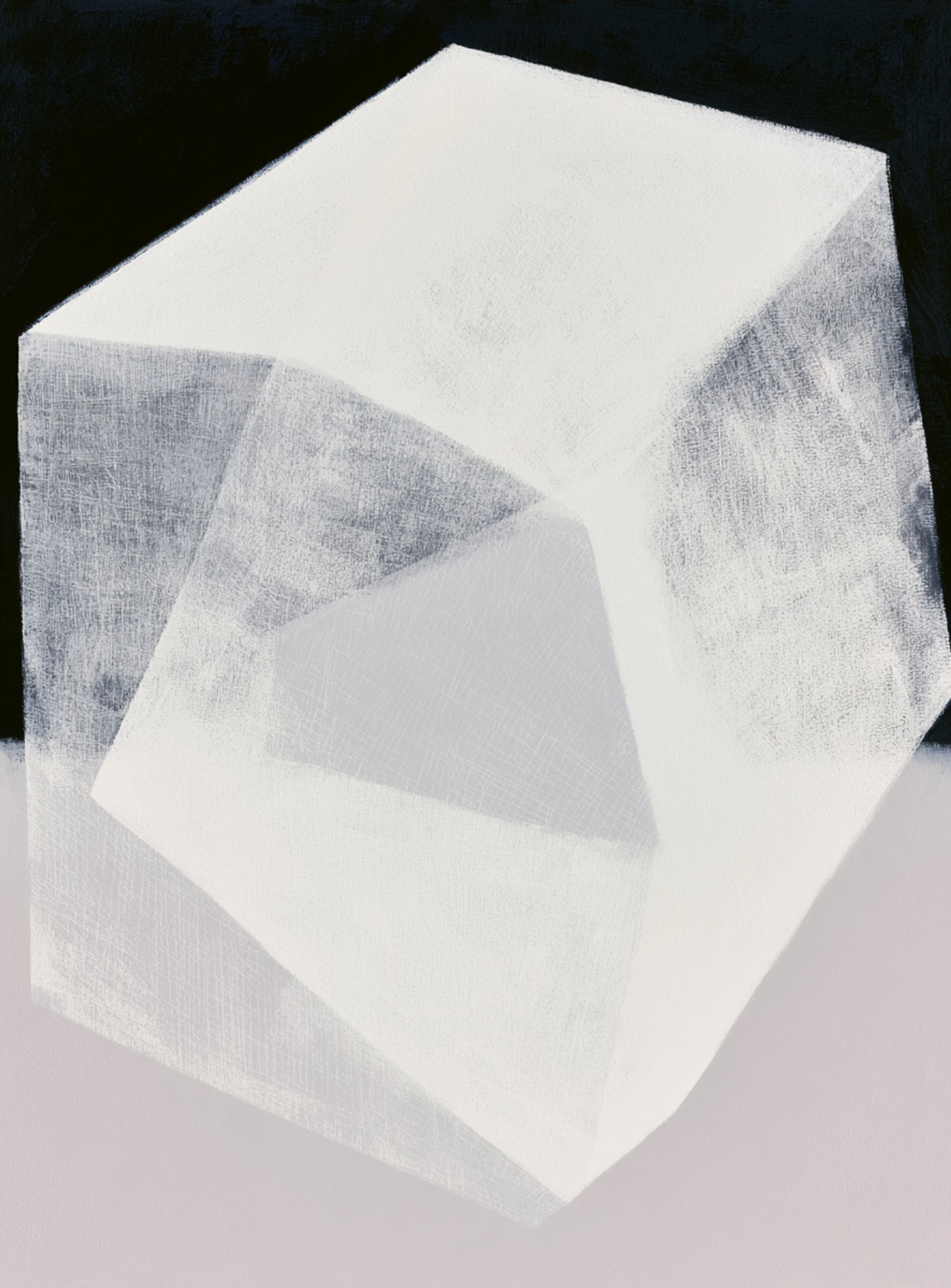 Milkwhite facets in deep black
