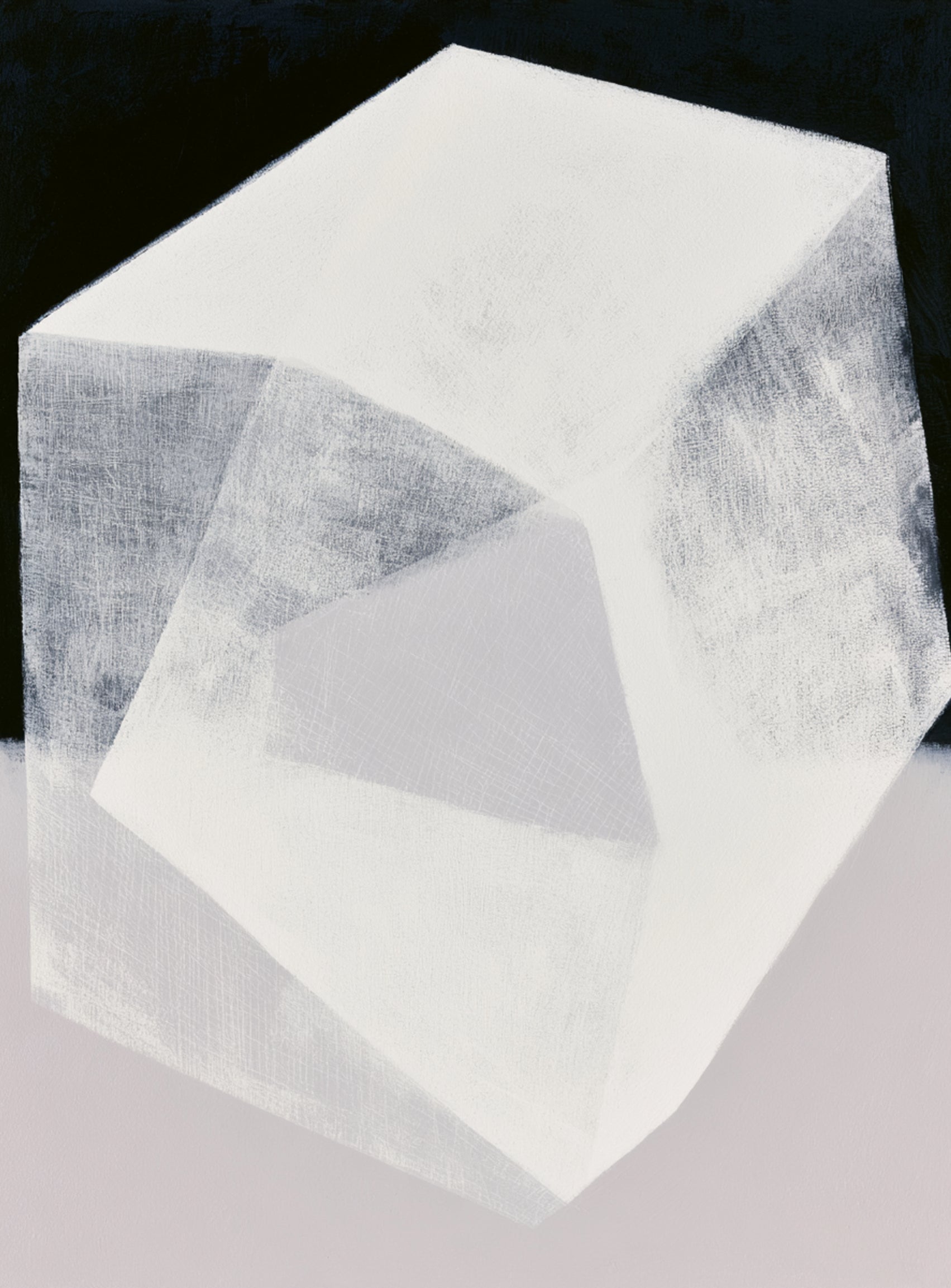 Milkwhite facets in deep black