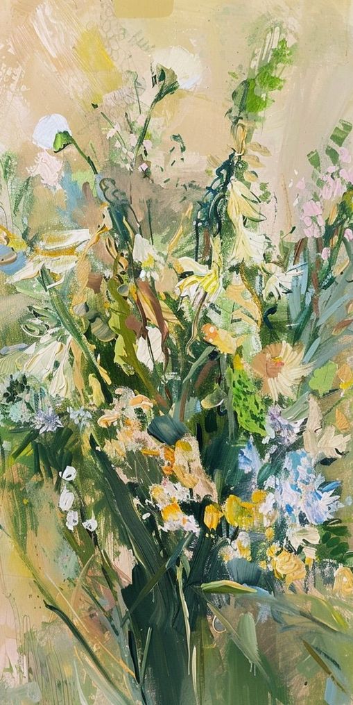 Wildflowers within pale light