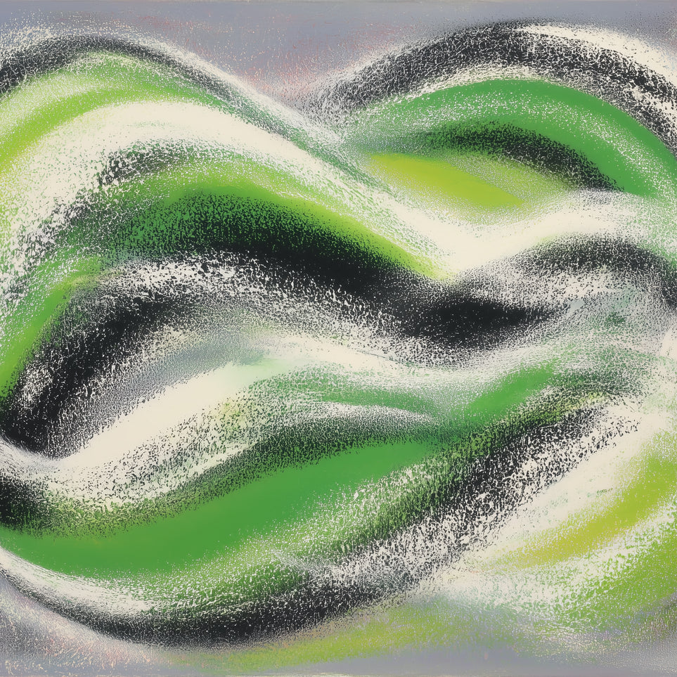 Green bands under white spray