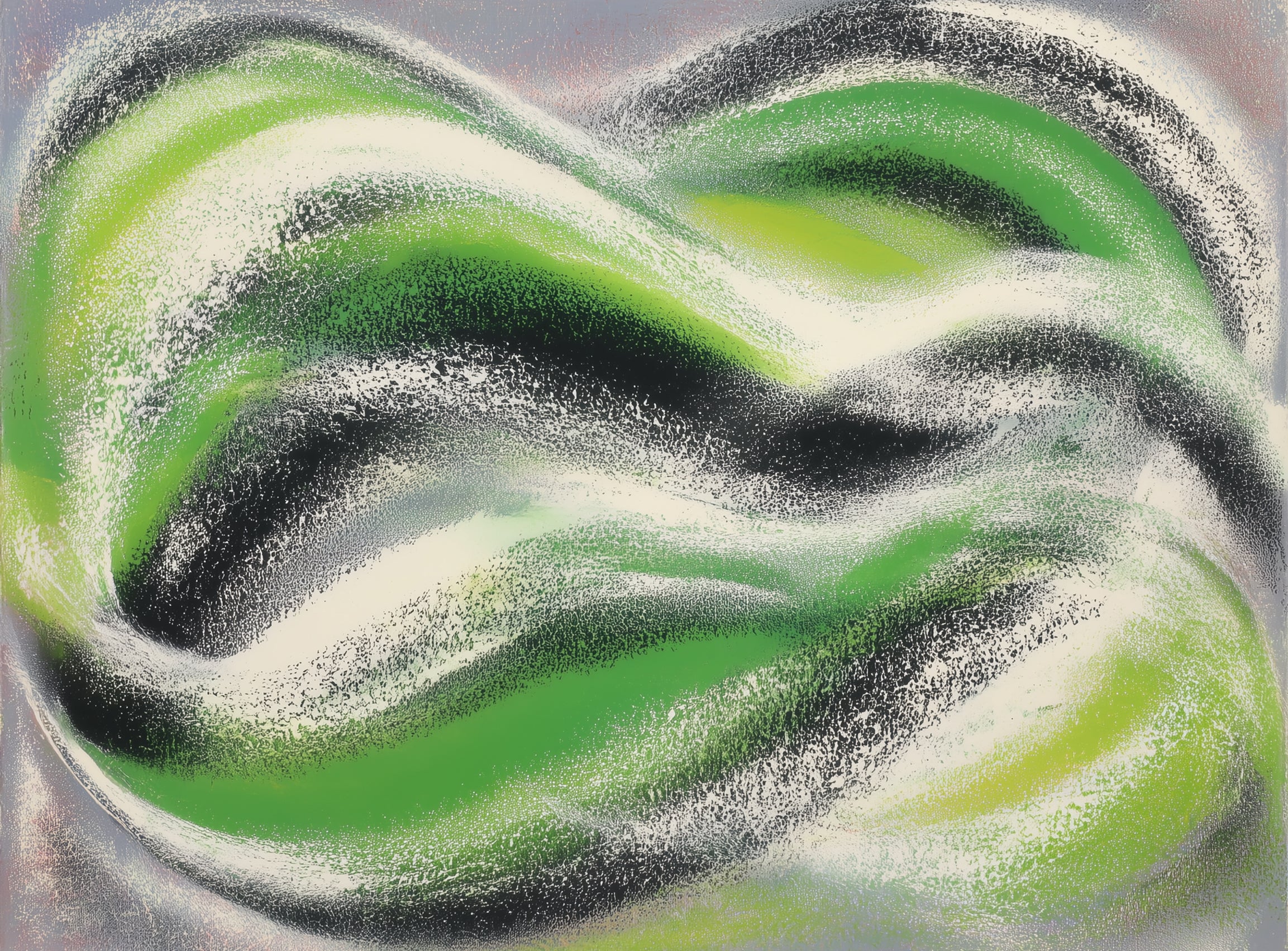 Green bands under white spray