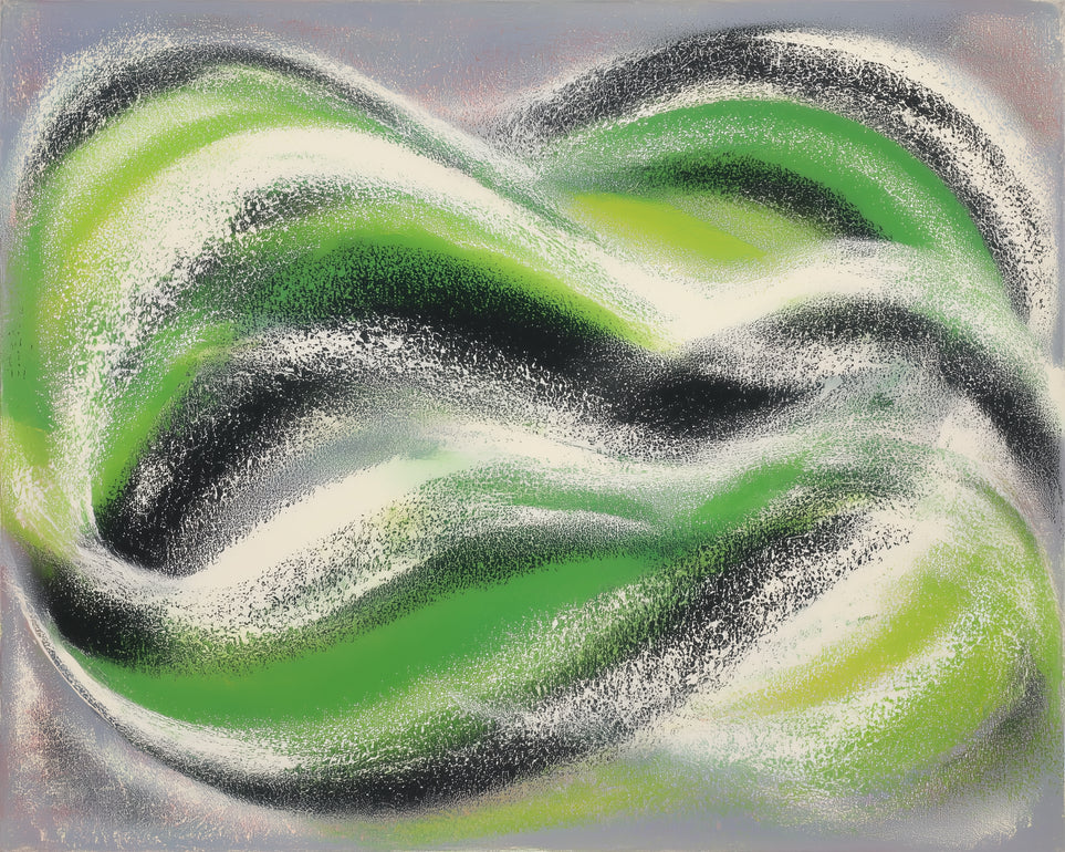 Green bands under white spray