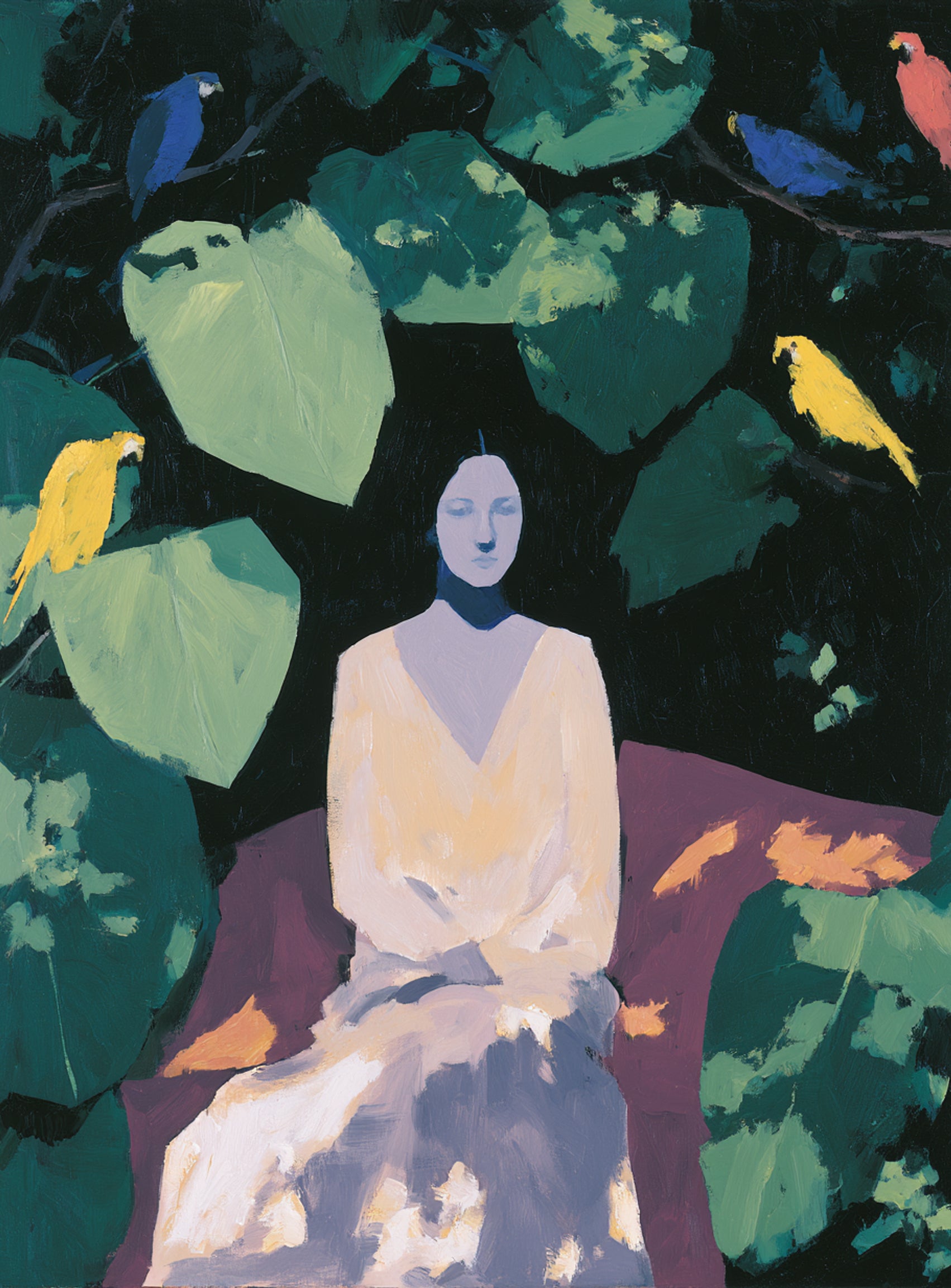 Pale dress under green leaves