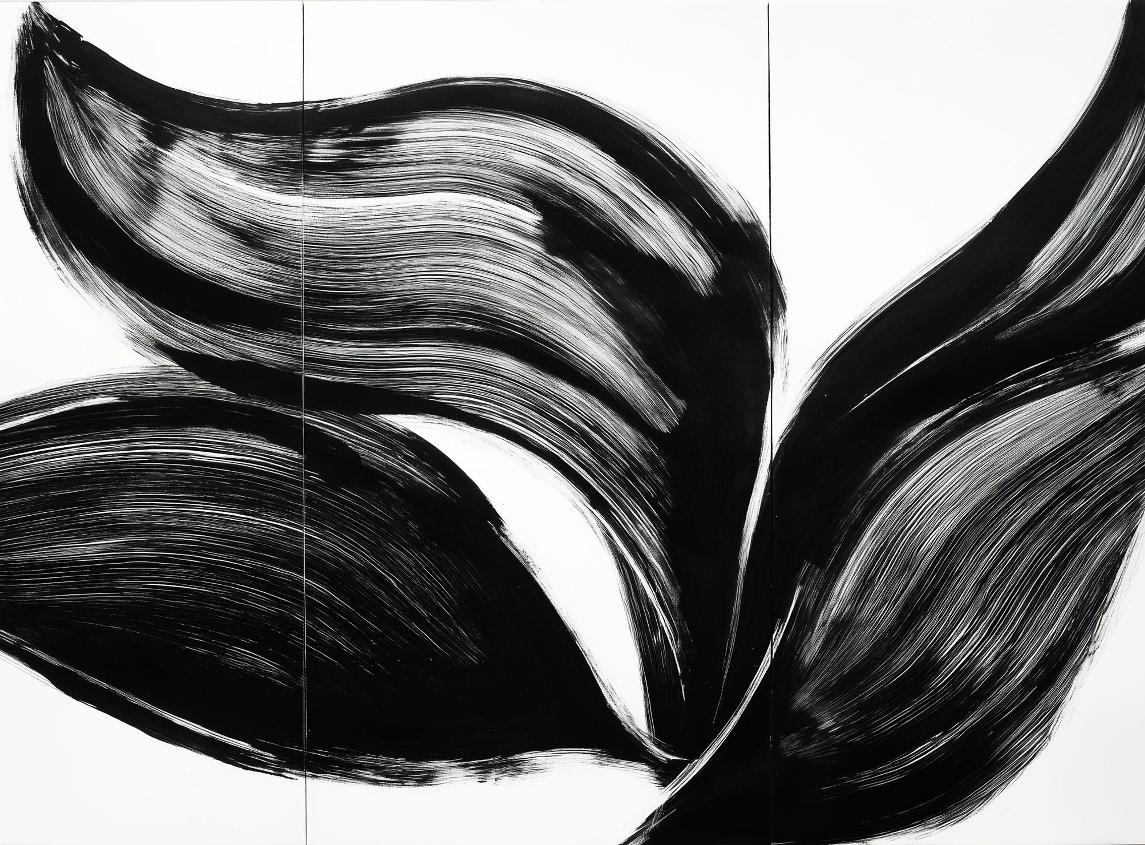 Three petals in black ink
