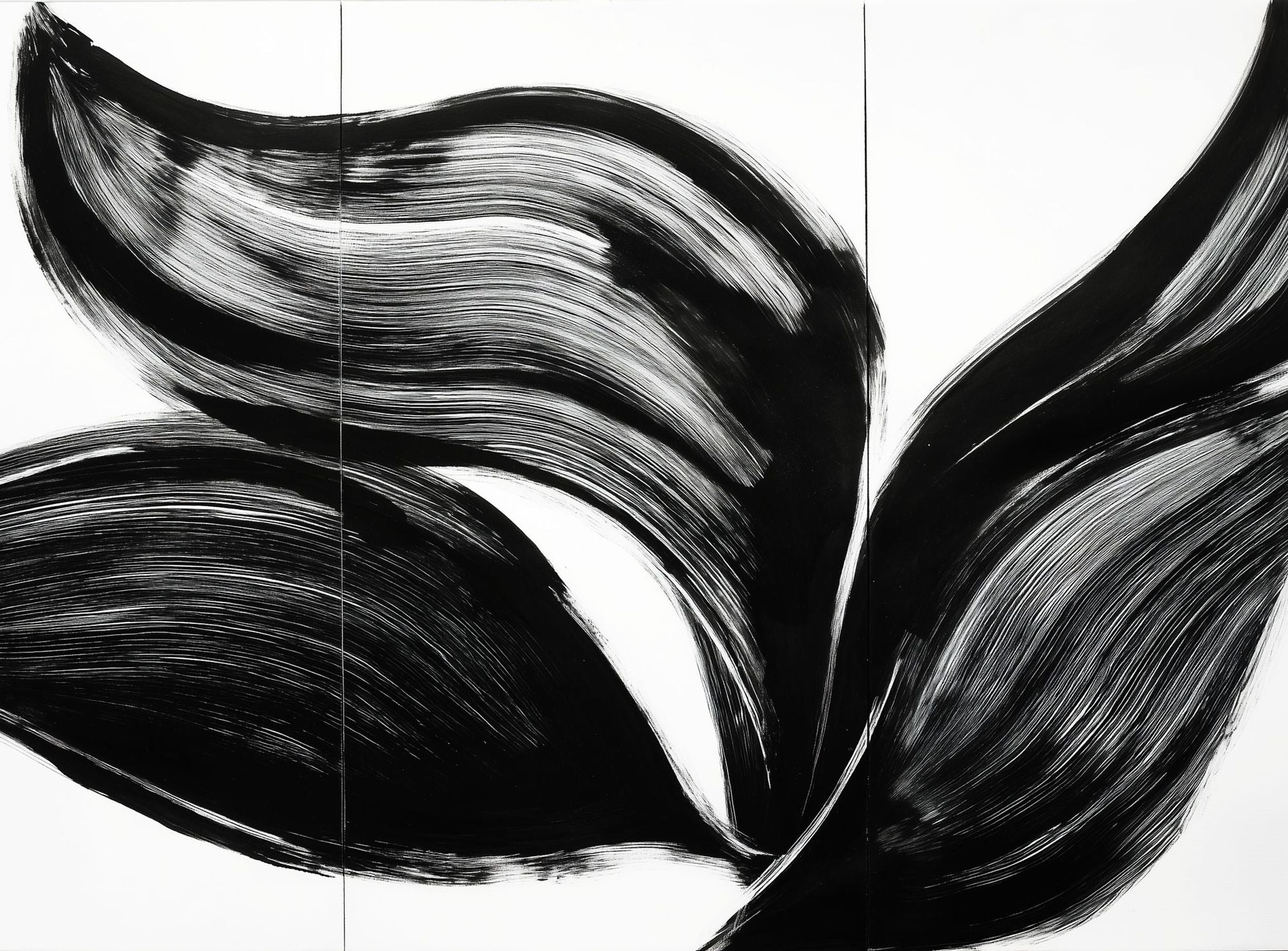 Three petals in black ink
