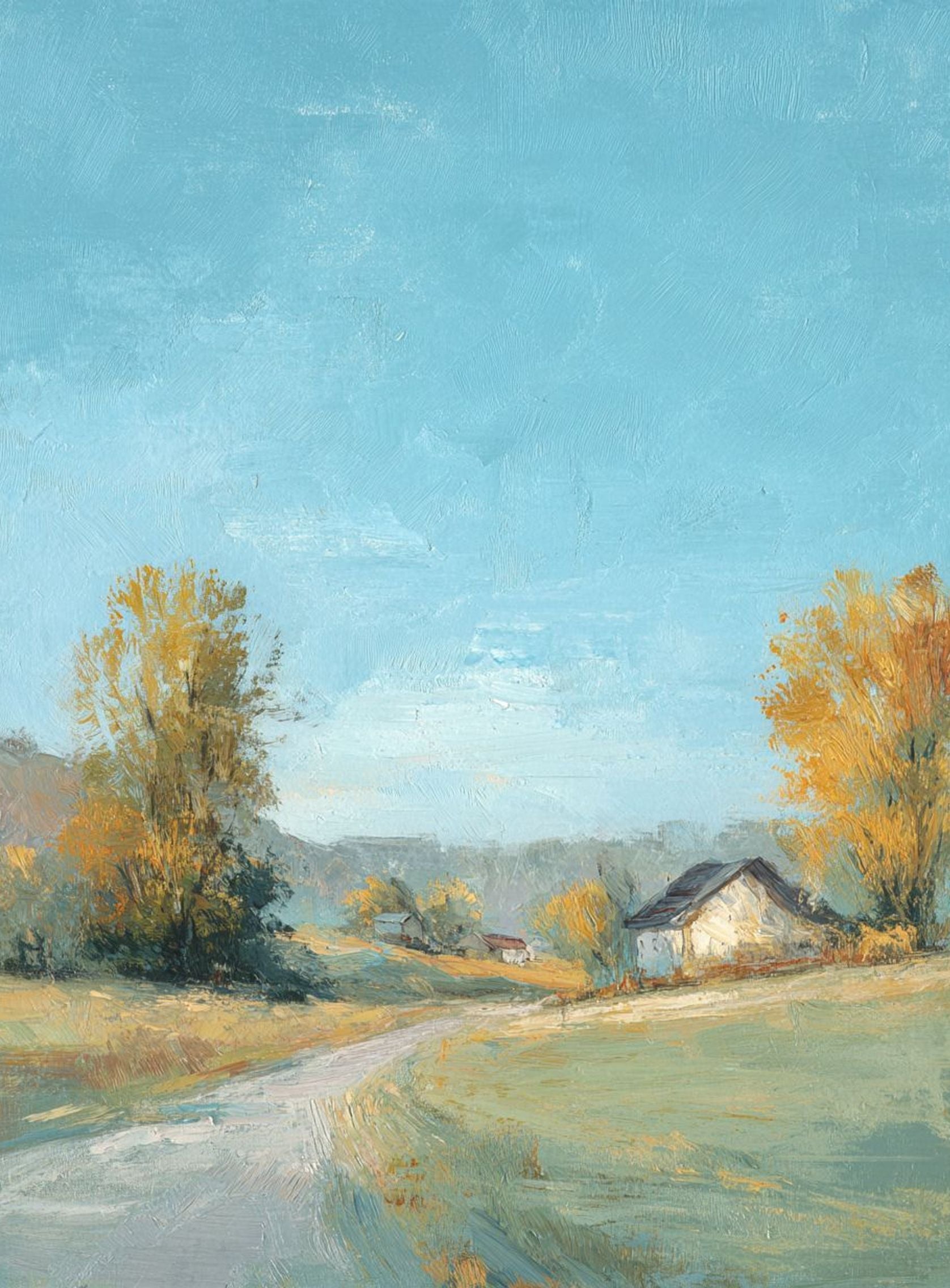 Blue sky over the farmhouse