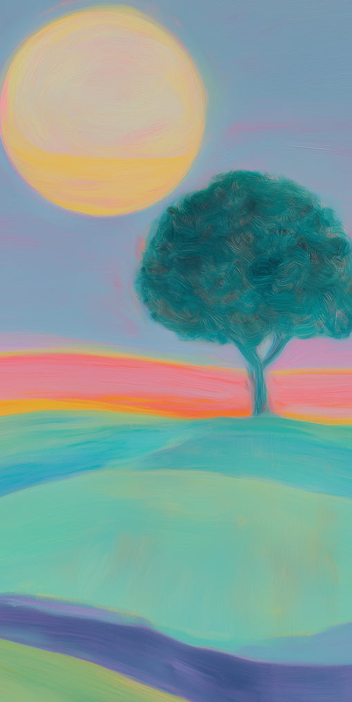 The sun behind the tree