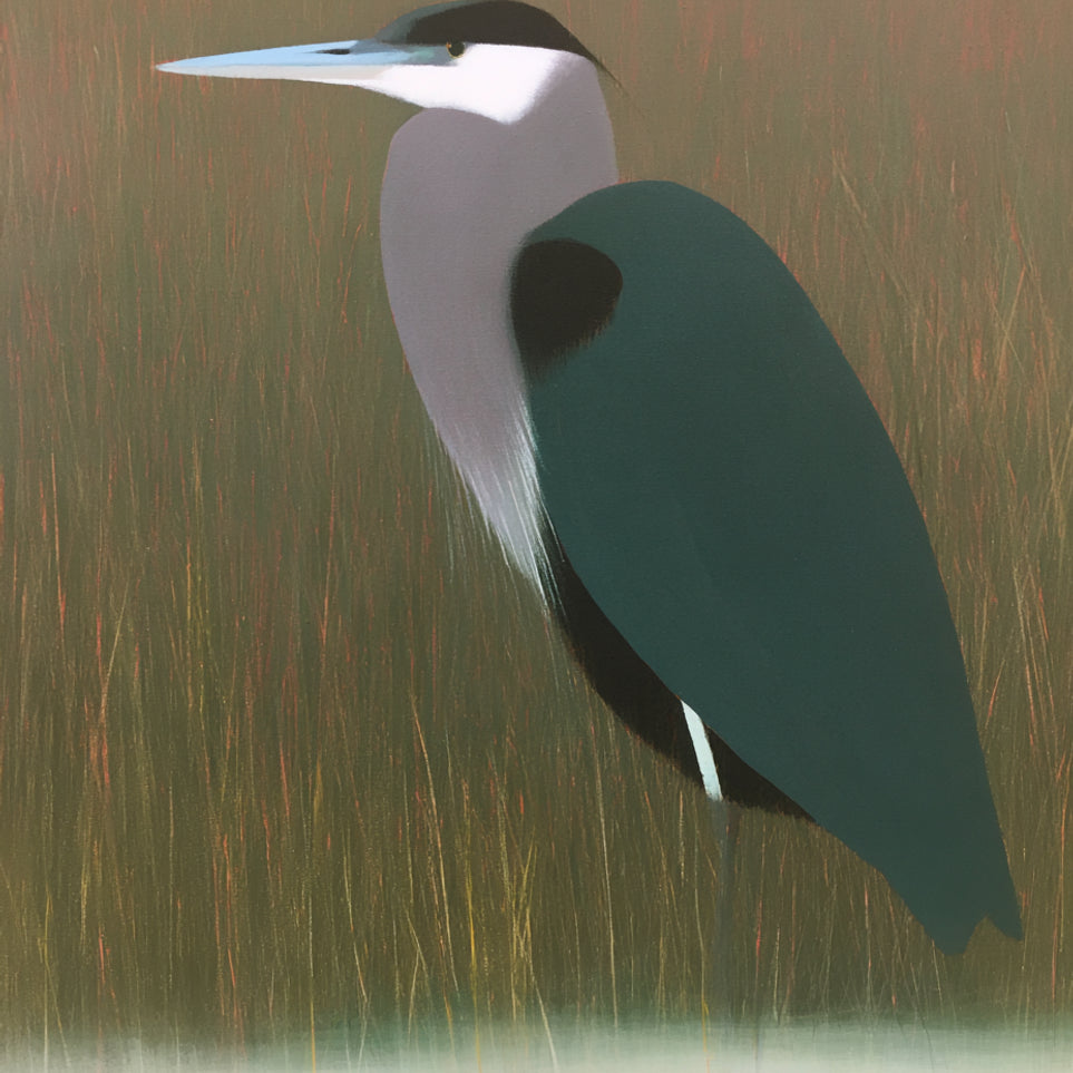 Heron in pink dusk