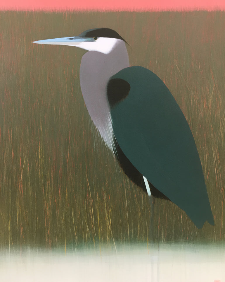 Heron in pink dusk