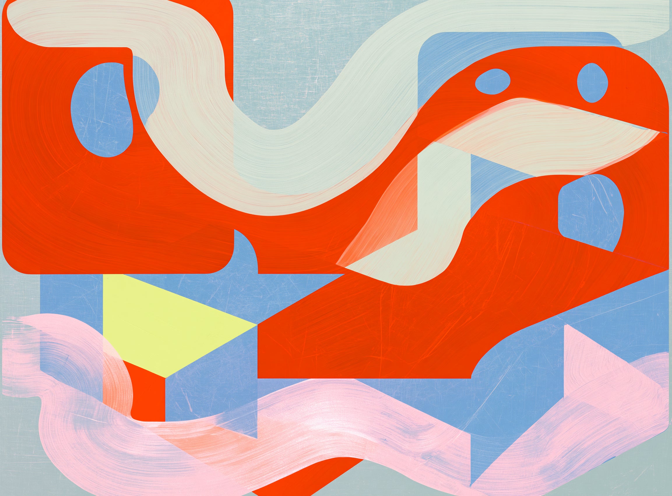 Pale sweep over red blocks