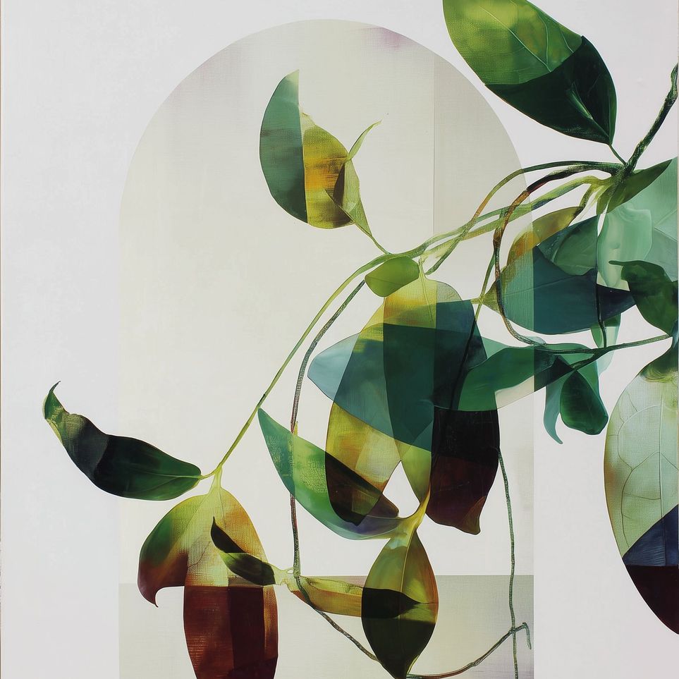 Leaves in a pale halo