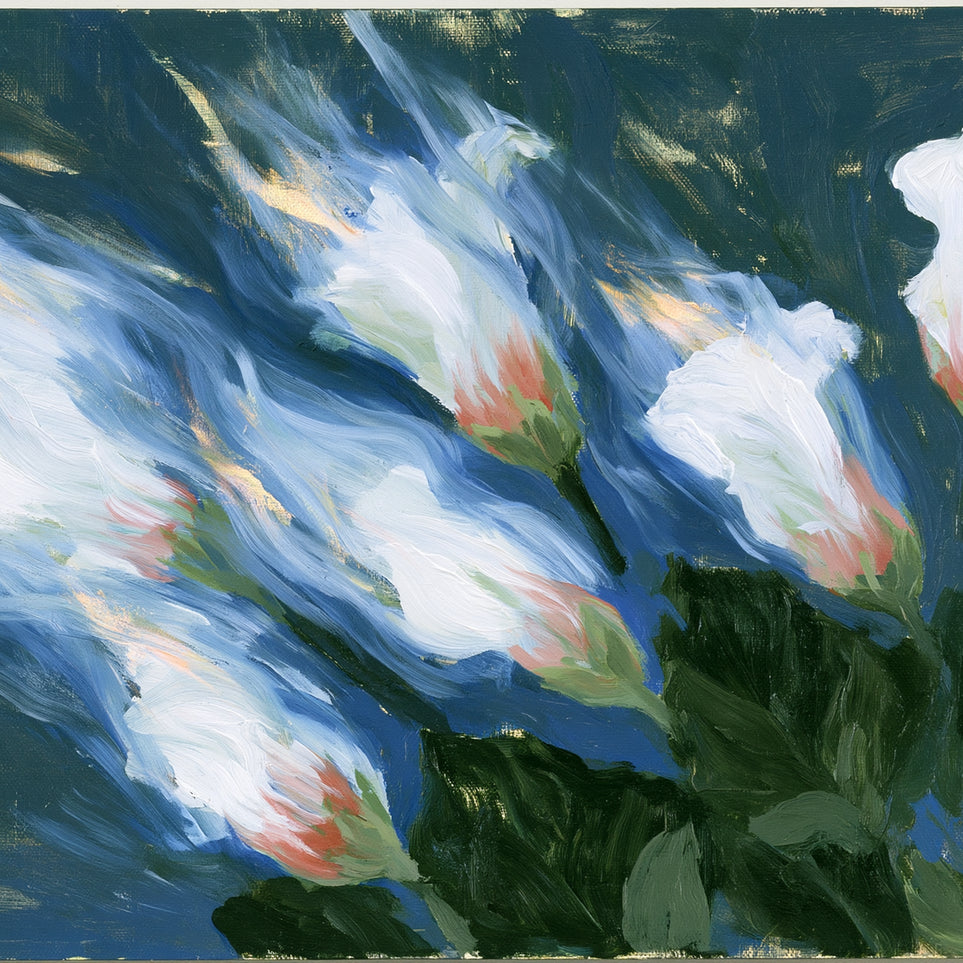 Blue wind through white lilies