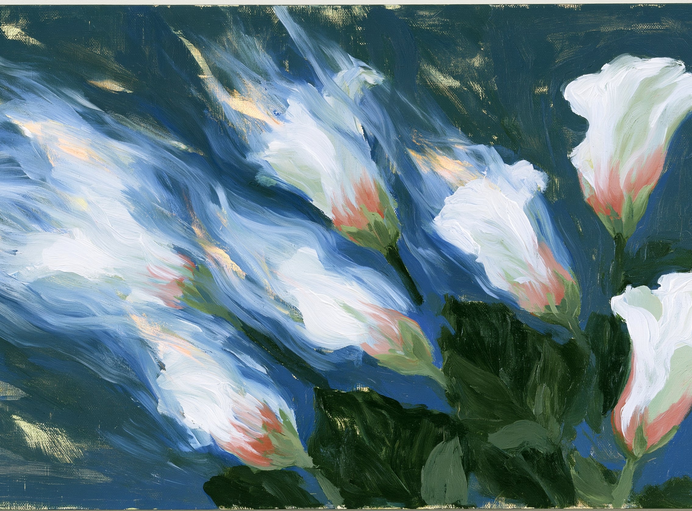 Blue wind through white lilies