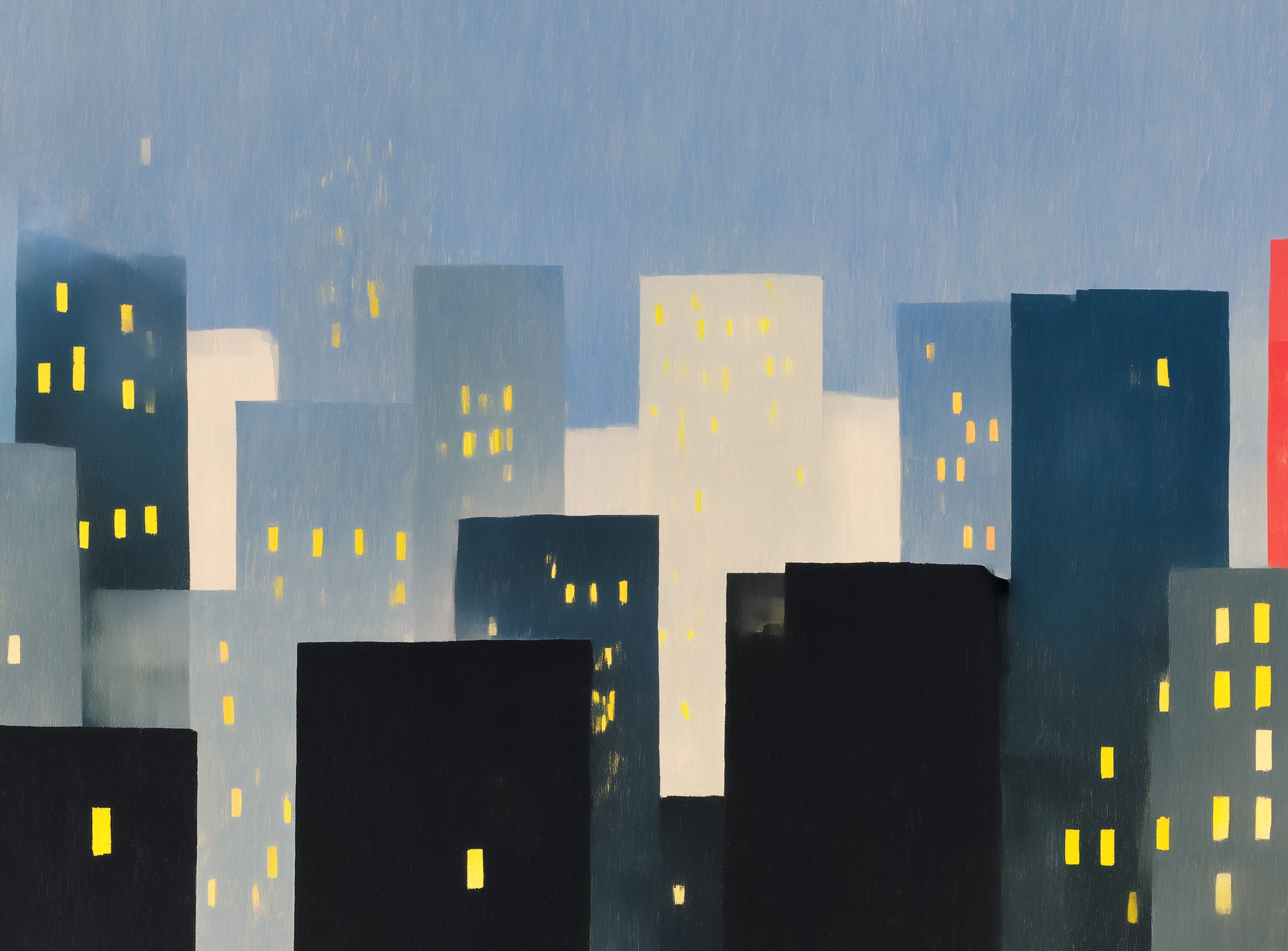 Soft windows in blue towers
