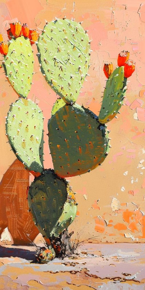 Prickly pear in sunlit plaster