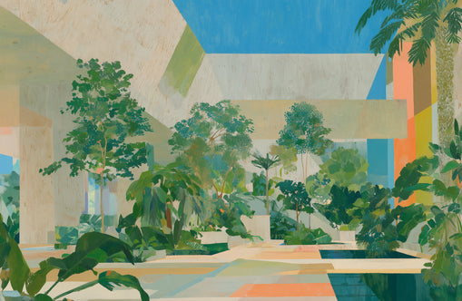 Courtyard where trees meet walls
