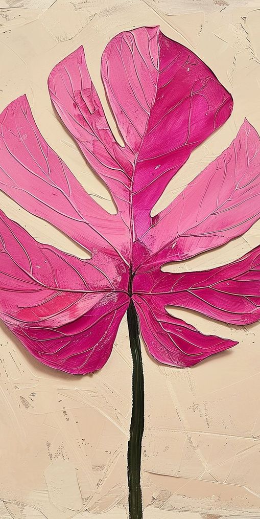 Pink leaf on plaster white