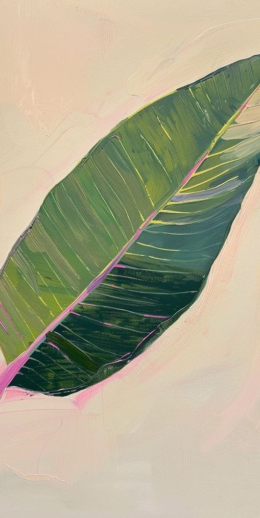 Green leaf with pink spine