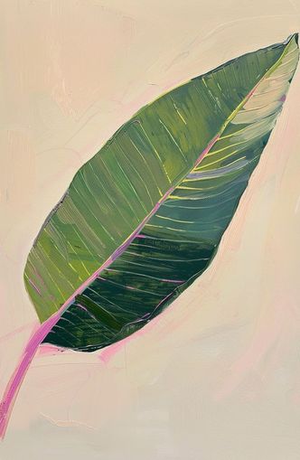 Green leaf with pink spine