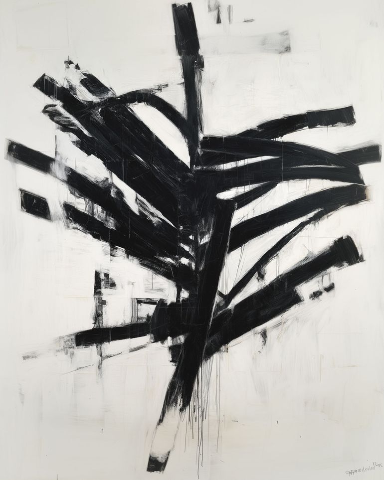 Black mass across white field